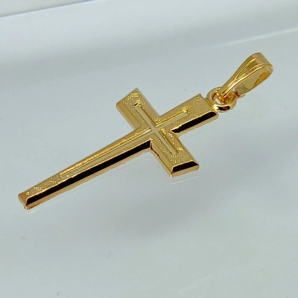 Karatbond Vintage Y2K Textured Gold Double Cross Pendant Made USA New Old Stock